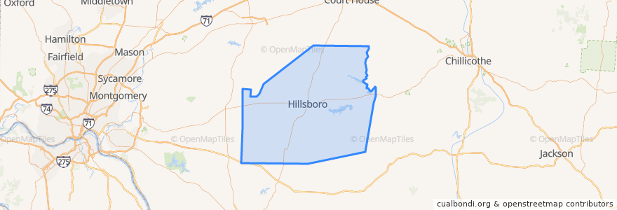 Mapa de ubicacion de Highland County.