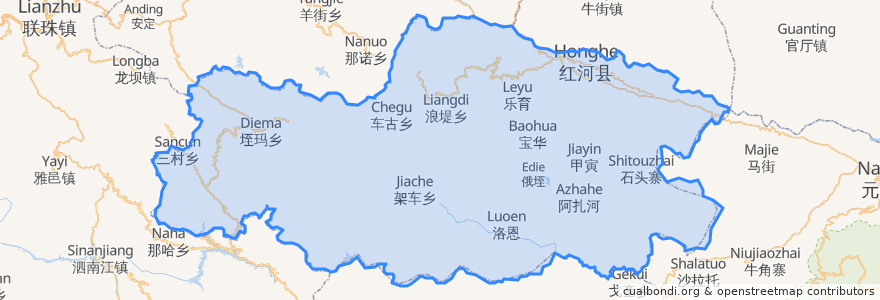 Mapa de ubicacion de 红河县.