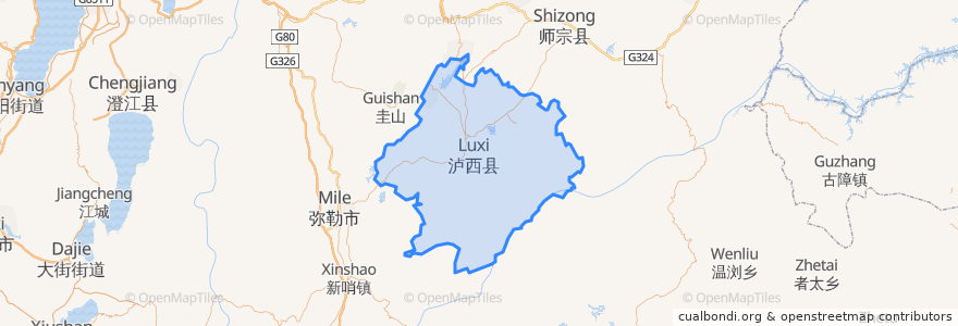 Mapa de ubicacion de 泸西县.