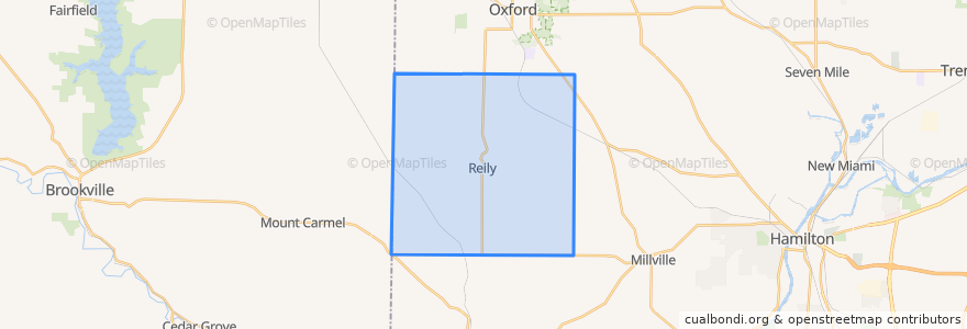 Mapa de ubicacion de Reily Township.