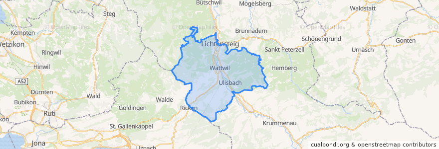 Mapa de ubicacion de Wattwil.