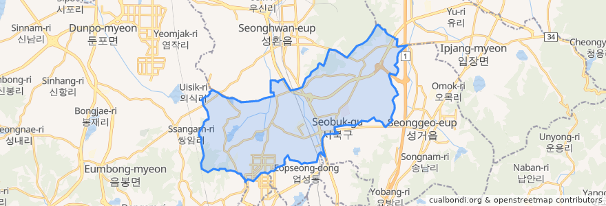 Mapa de ubicacion de 직산읍.