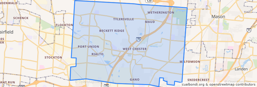 Mapa de ubicacion de Municipio de West Chester.