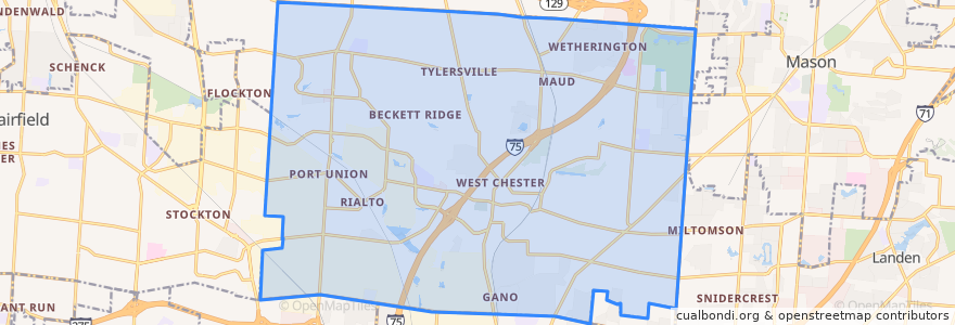 Mapa de ubicacion de West Chester Township.