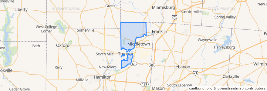 Mapa de ubicacion de Madison Township.