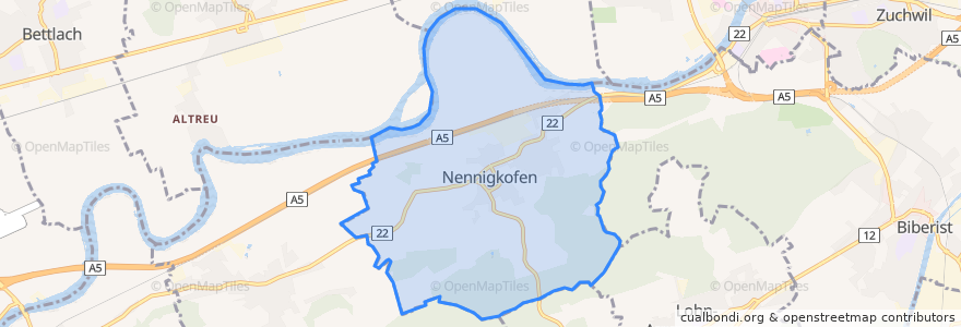 Mapa de ubicacion de Lüsslingen-Nennigkofen.