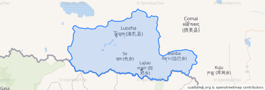 Mapa de ubicacion de 洛扎县 ལྷོ་བྲག་རྫོང།.