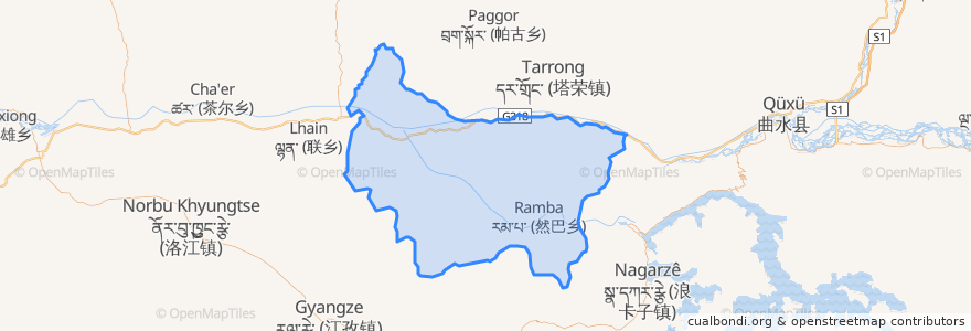 Mapa de ubicacion de 仁布县 རིན་སྤུངས་རྫོང།.