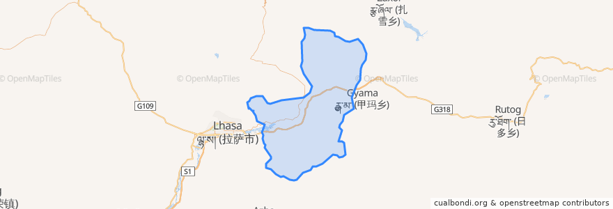 Mapa de ubicacion de 达孜区 སྟག་རྩེ་ཆུས།.