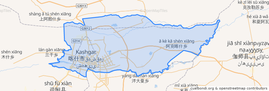 Mapa de ubicacion de 喀什市.