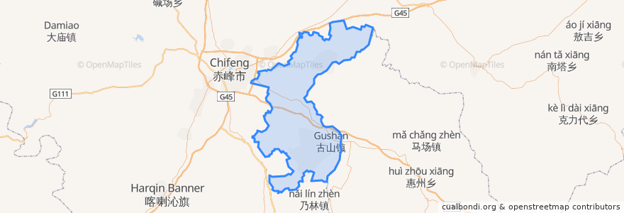 Mapa de ubicacion de 元宝山区.