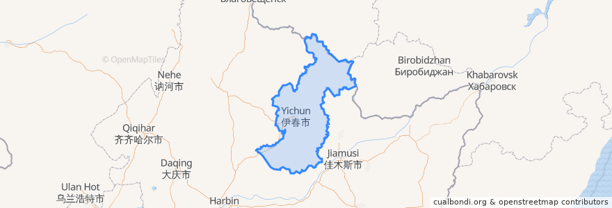 Mapa de ubicacion de 伊春市.