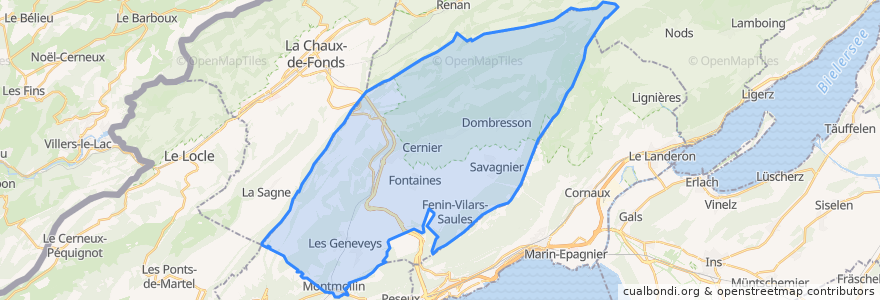 Mapa de ubicacion de Val-de-Ruz.