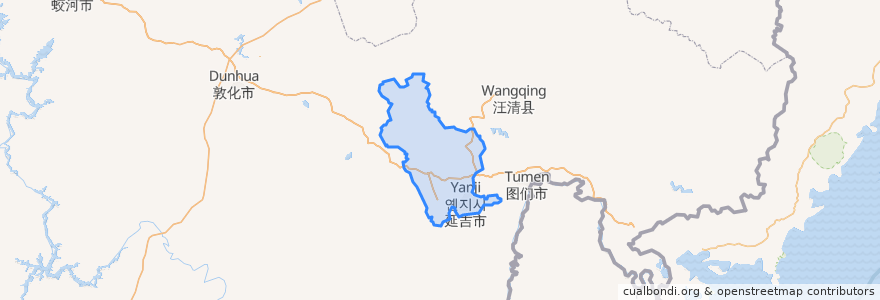 Mapa de ubicacion de 延吉市 연길시.