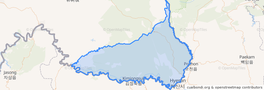 Mapa de ubicacion de Changbai Korean Autonomous County.