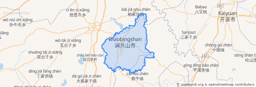 Mapa de ubicacion de 调兵山市.