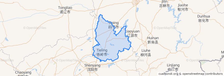 Mapa de ubicacion de 铁岭市.