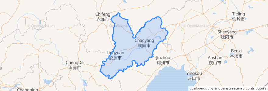 Mapa de ubicacion de 朝阳市.