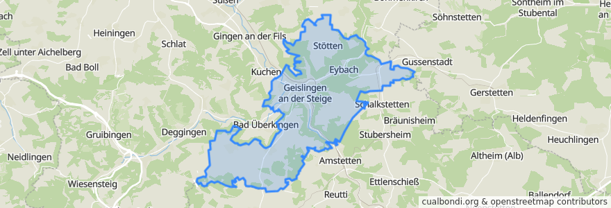 Mapa de ubicacion de Geislingen an der Steige.