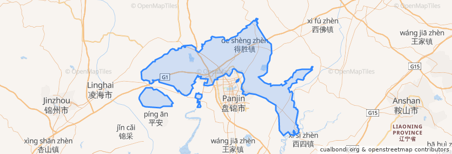 Mapa de ubicacion de 盘山县.