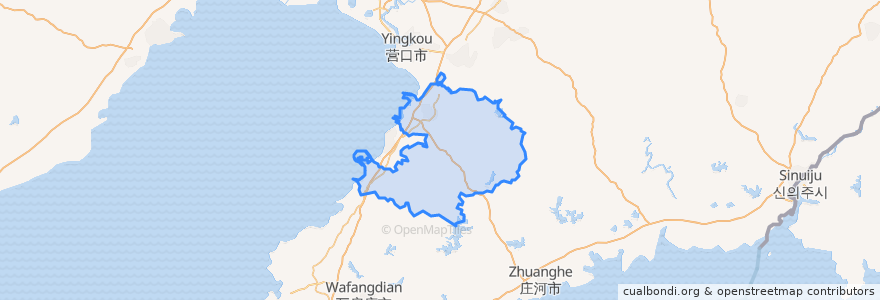 Mapa de ubicacion de 盖州市.