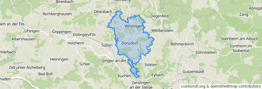 Mapa de ubicacion de Donzdorf.