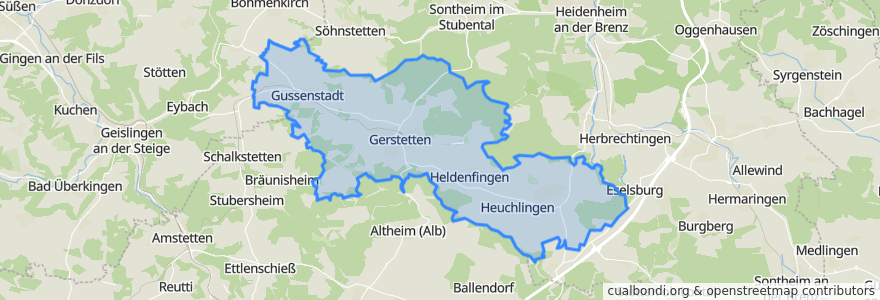 Mapa de ubicacion de Gerstetten.