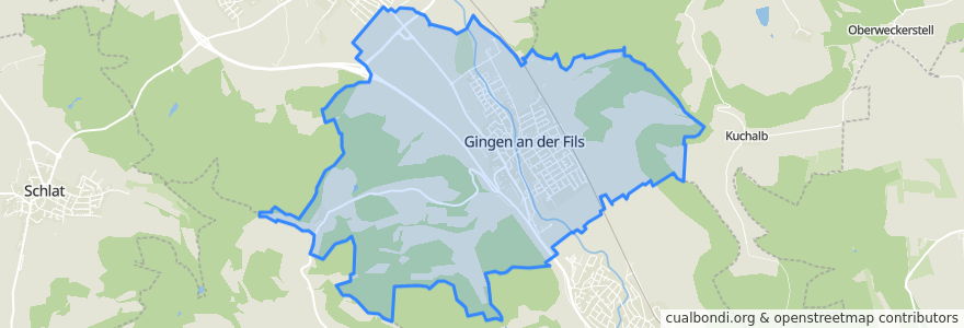 Mapa de ubicacion de Gingen an der Fils.