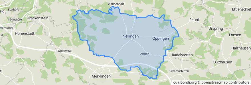 Mapa de ubicacion de Nellingen.