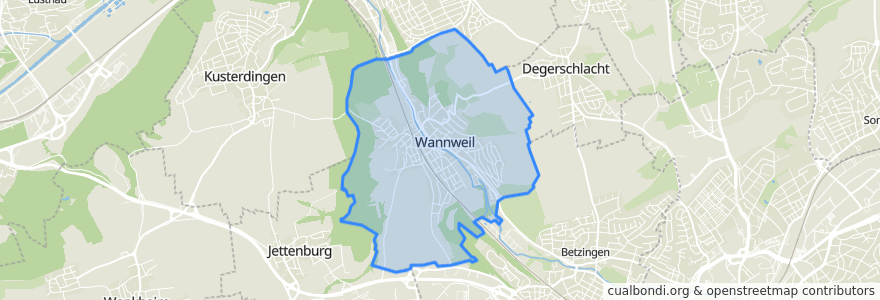 Mapa de ubicacion de Wannweil.