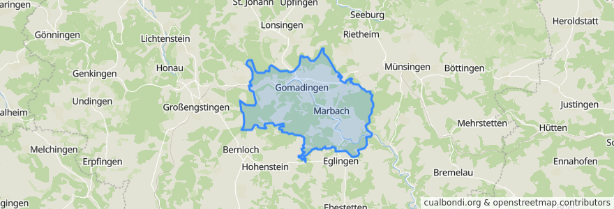 Mapa de ubicacion de Gomadingen.