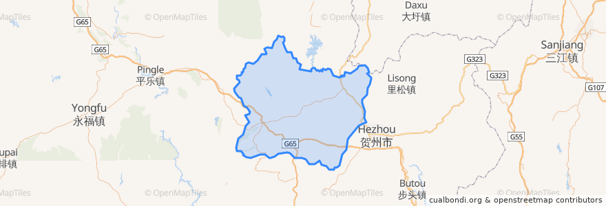 Mapa de ubicacion de 钟山县.