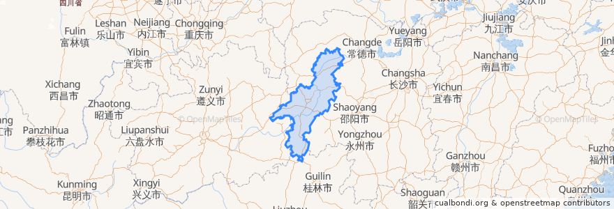 Mapa de ubicacion de Huaihua.