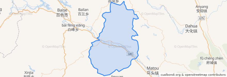 Mapa de ubicacion de 田东县.