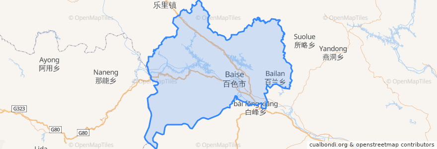 Mapa de ubicacion de 右江区.