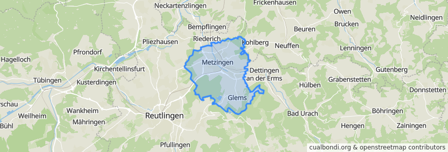 Mapa de ubicacion de Metzingen.