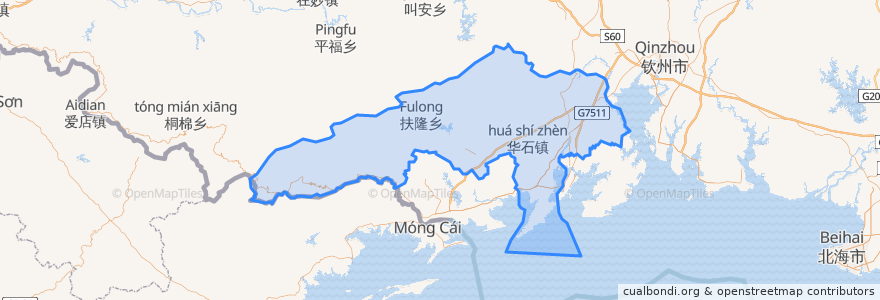 Mapa de ubicacion de 防城区.