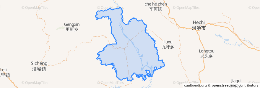 Mapa de ubicacion de 东兰县.