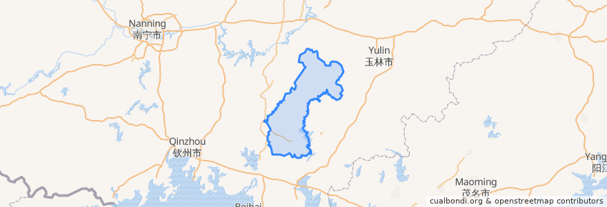 Mapa de ubicacion de 浦北县.