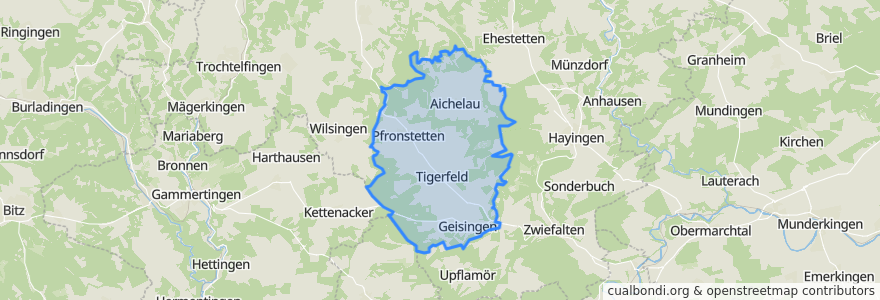 Mapa de ubicacion de Pfronstetten.