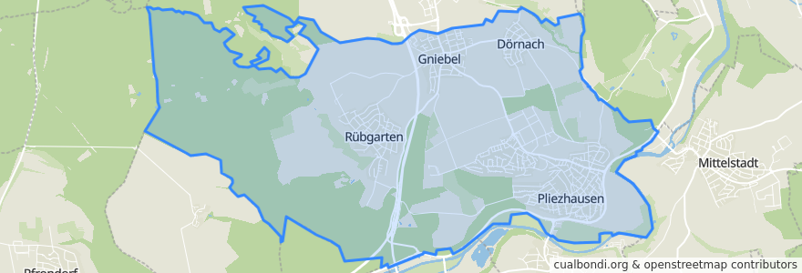 Mapa de ubicacion de Pliezhausen.