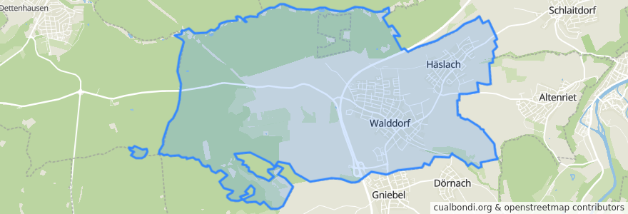 Mapa de ubicacion de Walddorfhäslach.