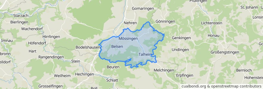 Mapa de ubicacion de Mössingen.