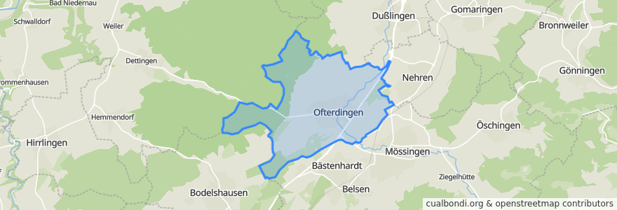 Mapa de ubicacion de Ofterdingen.