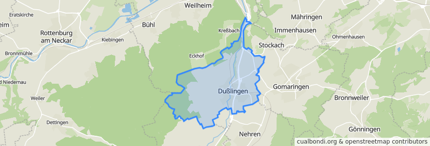 Mapa de ubicacion de Dußlingen.