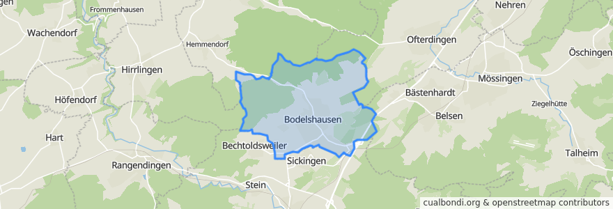 Mapa de ubicacion de Bodelshausen.