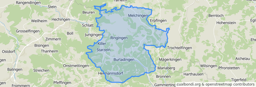 Mapa de ubicacion de Burladingen.