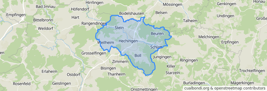 Mapa de ubicacion de Hechingen.