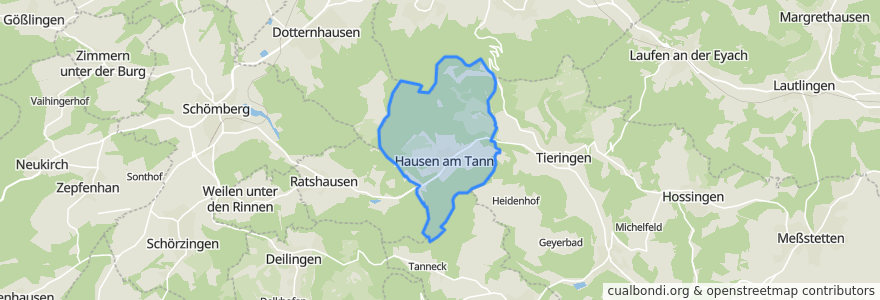 Mapa de ubicacion de Hausen am Tann.