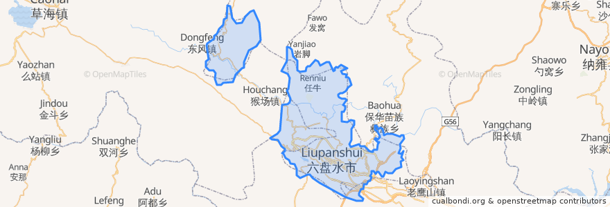 Mapa de ubicacion de 钟山区.